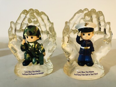 PAIR LORD BLESS THIS MARINE FIGURES Hamilton Collection In God's Hands 4''