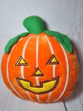 Halloween Pumpkin Plush 14" Orange Jack O Lantern Pillow Stuffed Animal Toy