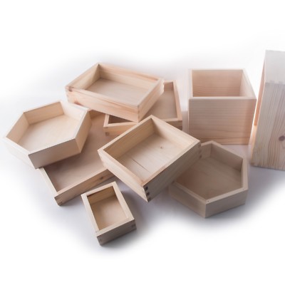 Holz Einfache Ohne Deckel Offene Oberseite Display Aufbewahrungsboxen Behälter Organizer