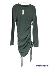 LOVE TREE Teal Blue RIBBED BODYCON Round NECK PULLOVER DRESS SZ Medium