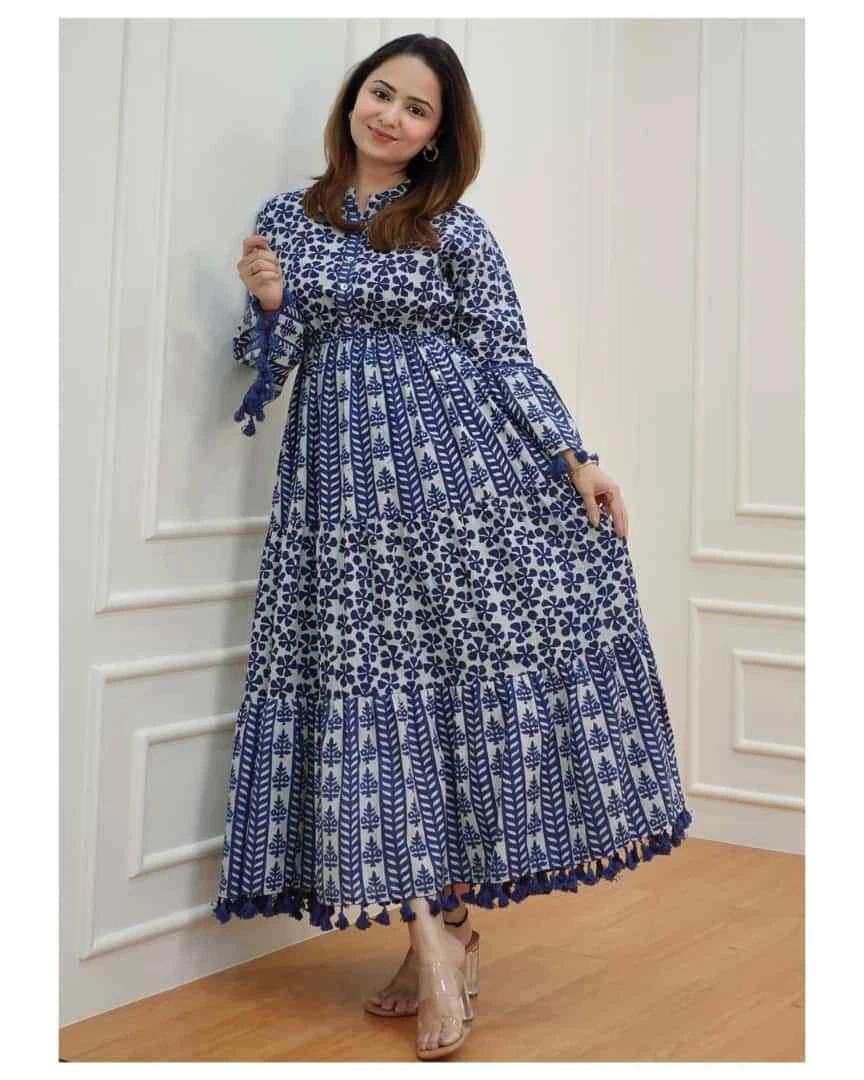 Embroidered Cotton New Launching Heavy Georgette Gown, Party wear at Rs 650/ piece in Surat