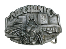 1987 Siskiyou Pewter MECHANIC BELT BUCKLE Features Tools/Engine/etc. USA made