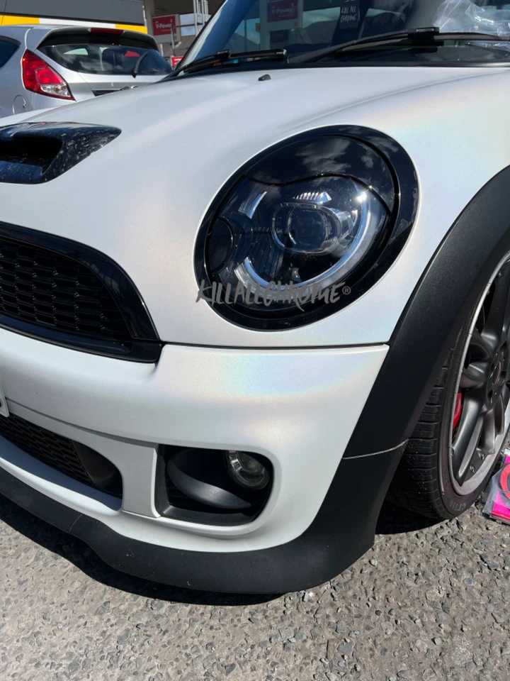 MINI Gen 2 R56 COPPIA COPRI OCCHI ARRABBIATI FARI NERI LUCIDI - R55 R56 R57 R58 R59 - Immagine 2 di 4