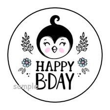 30 CUTE HAPPY BIRTHDAY PENGUIN ENVELOPE SEALS LABELS STICKERS 1.5" ROUND FAVORS