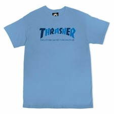 Thrasher Magazine CHECKERS SKATE MAG LOGO Skateboard T Shirt CAROLINA BLUE