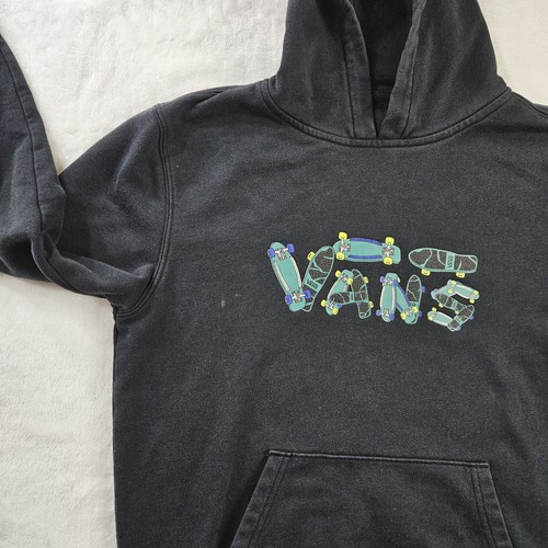 VANS Boys Girls Sweater Sweatshirt XL Black Hoodie Logo Pullover Skates - Picture 3 of 11