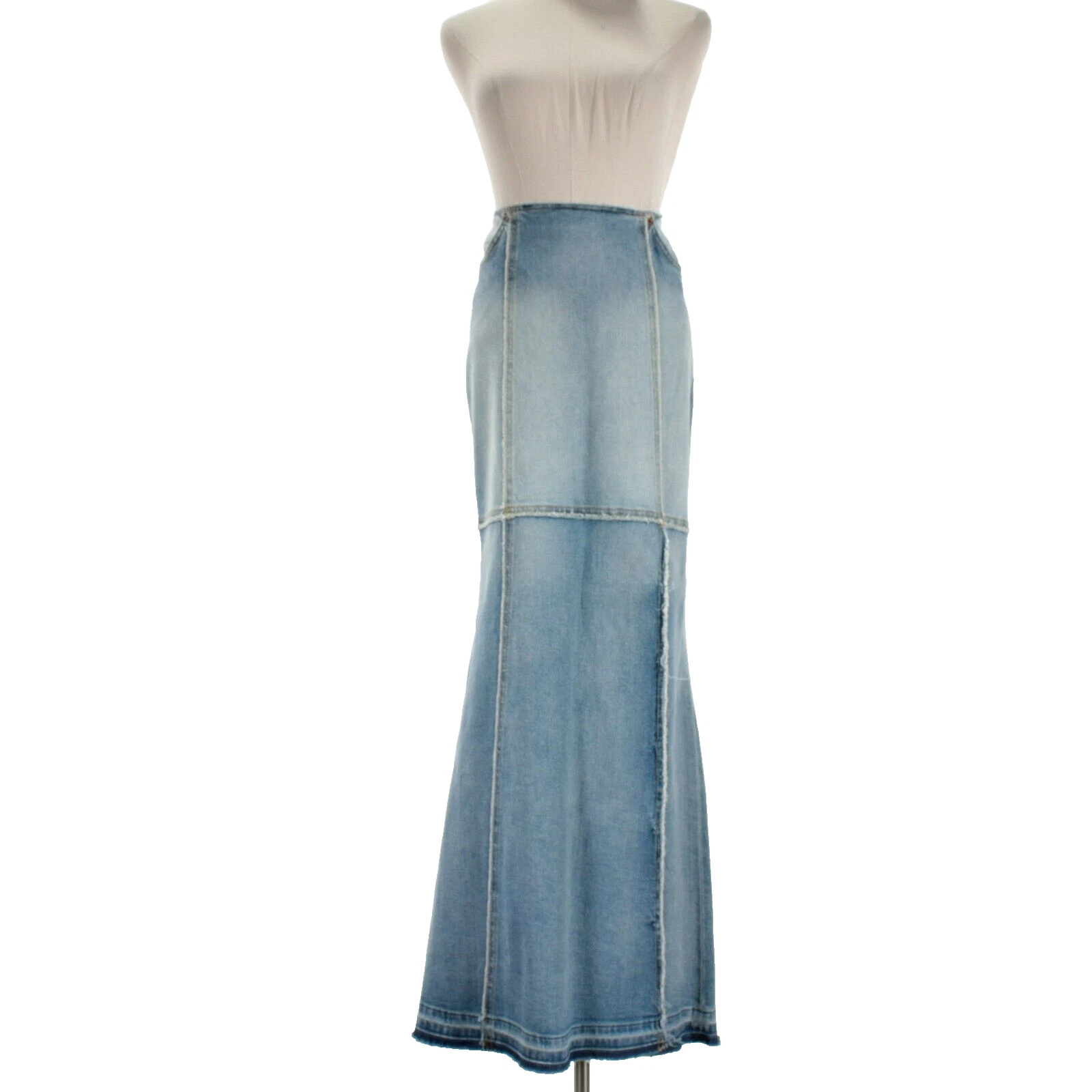 Re/Done NWT Column Denim Maxi Skirt Size 27 US in Mojave Blue Cotton Blend