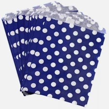 100 pack Navy Polka Dot Sweet Party Paper Bags 5" x 7" - Events and Parties
