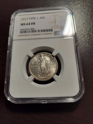 1917-P Type 1 Standing Liberty Quarter NGC MS 64 FH Very Nice White Coin!