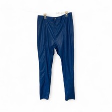 NWT Pretty Little Thing PLUS COBALT SPLIT HEM FAUX LEATHER SKINNY PANTS. Size 20