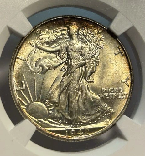1942 Walking Liberty Half Dollar PCGS MS65 - Golden/Amber Toning
