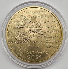 Slovakia 2021 Fauna and Flora of Slovakia - Western honey bee 5 Euro Brass Coin