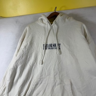 Taylor Swift The Eras Tour Hoodie Cream Graphic Back Print Sweatshirt Mens L