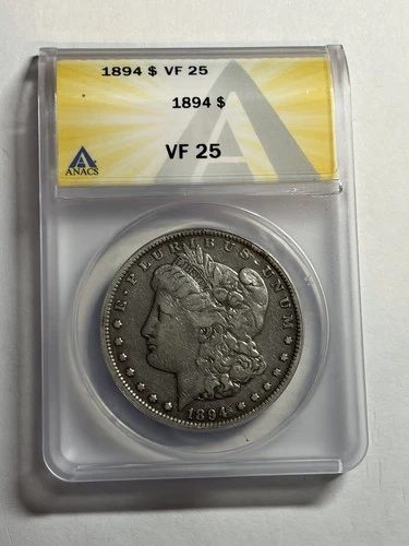 1894 P MORGAN SILVER DOLLAR ANACS VF25 NICE ORIGINAL KEY DATE