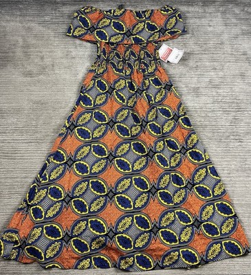 ESY Studio EY Dress Womens 2X African Wax Print Sleeveless Maxi Long 100% Cotton