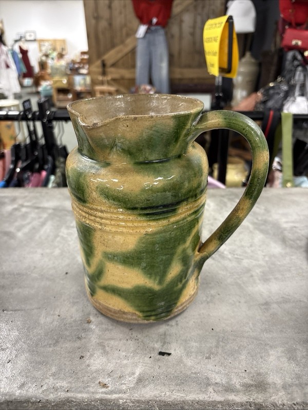 FRENCH ANTIQUE POTTERY EARTHENWARE FRANCE DIEULEFIT 8' PITCHER