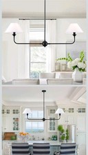 Modern Linear Black Chandelier, 2-Light Linea...