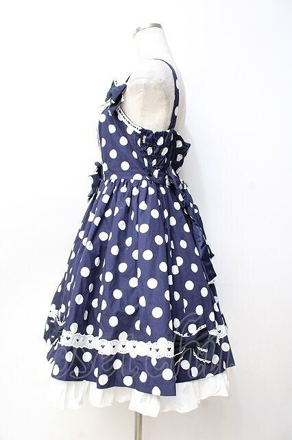Angelic Pretty Polka Dot Jumper Skirt JSK Navy Sweet Lolita