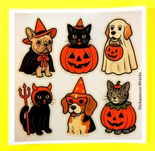 Halloween Animals Dogs & Cats Sticker Sheet Style 2