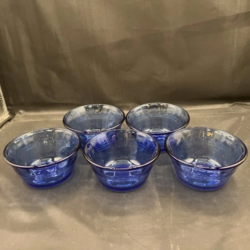 Pyrex 463 Cobalt Blue Scalloped Custard Cup Ramekin Dessert Dish 6oz Set Of 5