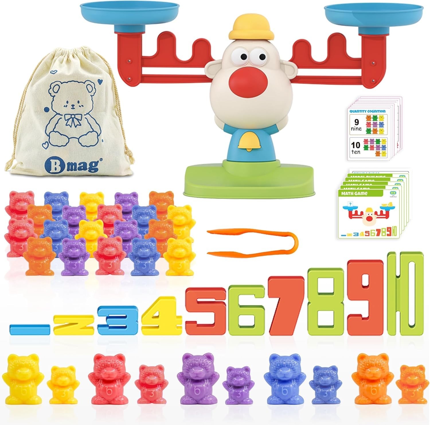 Creative 3-in-1 Balance Math Game for Kids with 30 Counting Bears & 10 Numbers thumbnail 3