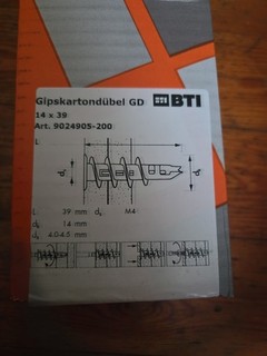 Gipskartondübel GD 14 × 39 200 Stück Von BTI