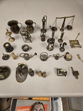 Lot of 30pcs vintage Metal Brass Dollhouse Miniatures Kitchen Pots Phone