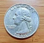 1964 Washington Quarter No Mint Mark 90% Silver Circulated Coin