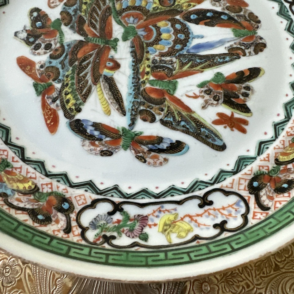 Plato de porcelana chino antiguo plato mantecoso patrón mosca esmalte pintado a mano Foto 4 de 4