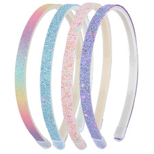 Sparkly Glitter Headband - 4Pcs Colorful Non-Slip Chunky Hair Bands