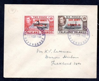 Falkland Islands Dependencies 1945 2d 6d South Orkneys Overprints Cover