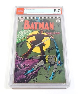 Batman #189 Comic Book 1967 DC Silver White Pages 1st App of Scarecrow PSA 5