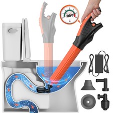 Electric toilet plunger,Toilet Auger with Pressure Gauge, Electric Drain Snak...
