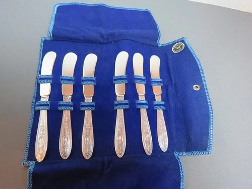 6 Sterling Silver - International Wedgwood Butter Spreader Flat Handle 169.7g.
