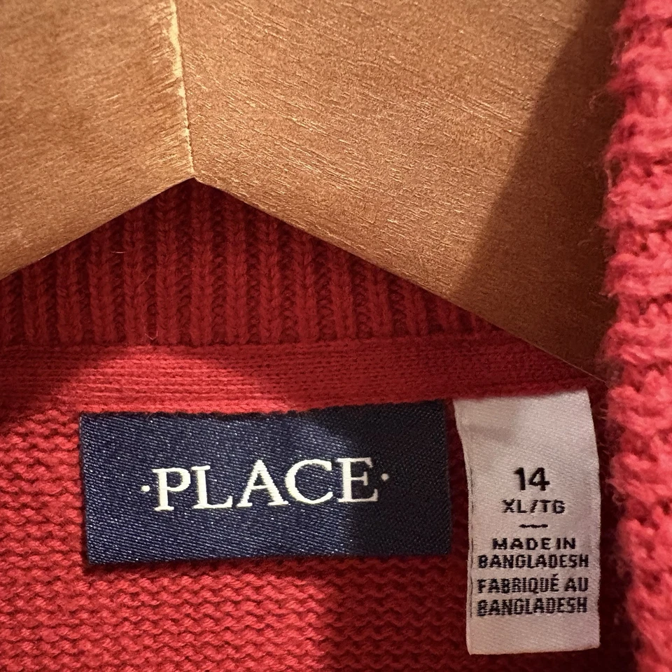 CHILDRENS PLACE свитер для мальчиков XL 14 красный Fair Isle насмешливый шеи длинным рукавом - Изображение 2 из 4