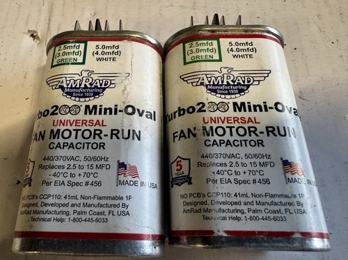Lot Of (2) AMRAD Turbo 200 Mini Fan Motor Run Capacitor, Tested Fast Shipping