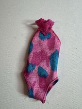 Vintage Mattel s Barbie Pink Print One Piece Swimsuit Excellent Condition