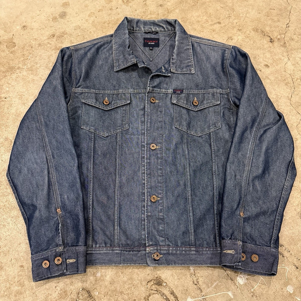 Vtg Tommy Hilfiger Jeans Denim Trucker Jacket Men