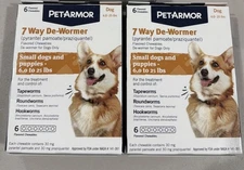 “Lot Of 2”  Pet Armor Chewable 7 Way De-Wormer Small Dogs And Puppies 6ct Each