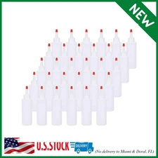 30 Pack Small Plastic Squeeze Condiment Bottles with Red Tip Cap, 4 Ounce Squirt