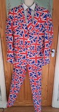 OPPOSUITS UOMO MR UNION JACK FLAG 3PZ OPPO TUTA GIACCA 40R PANTALONI 32L + CRAVATTA CERVO?