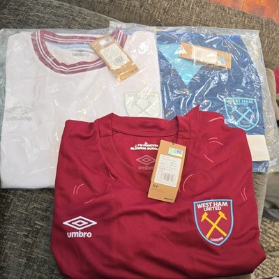 3 x West Ham Heim/Auswärts/ 3. Trikot 23/24 Jugend XL (13/14 Jahre alt) NEU ETIKETT