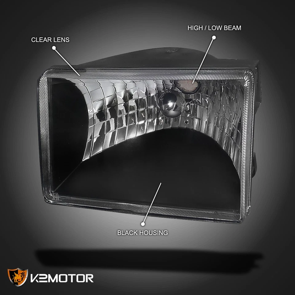 Black Fits 1993-1998 Jeep Grand Cherokee Headlights Lamps Left+Right Replacement - Image 3 of 4