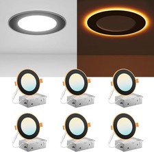 6 Pack Black 4 Inch 5CCT LED Recessed Ceiling Light with Night Light, 2700K/3000