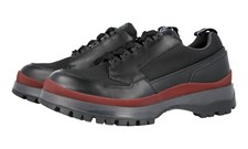 AUTH LUXURY PRADA LACE-UP SHOES 4E3358 BLACK LEATHER SNEAKER NEW