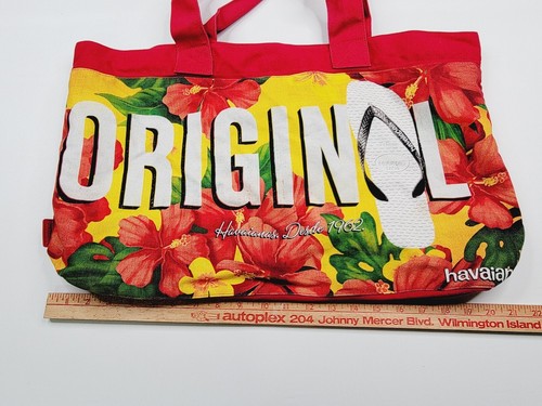 Havaianas Original Strandtasche rot Blumen Canvas - Bild 8 von 10