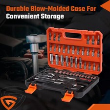 53 Pc SAE and Metric Mechanics Tool Set and Ratchet Socket Set 1/4in 3/8in Drive