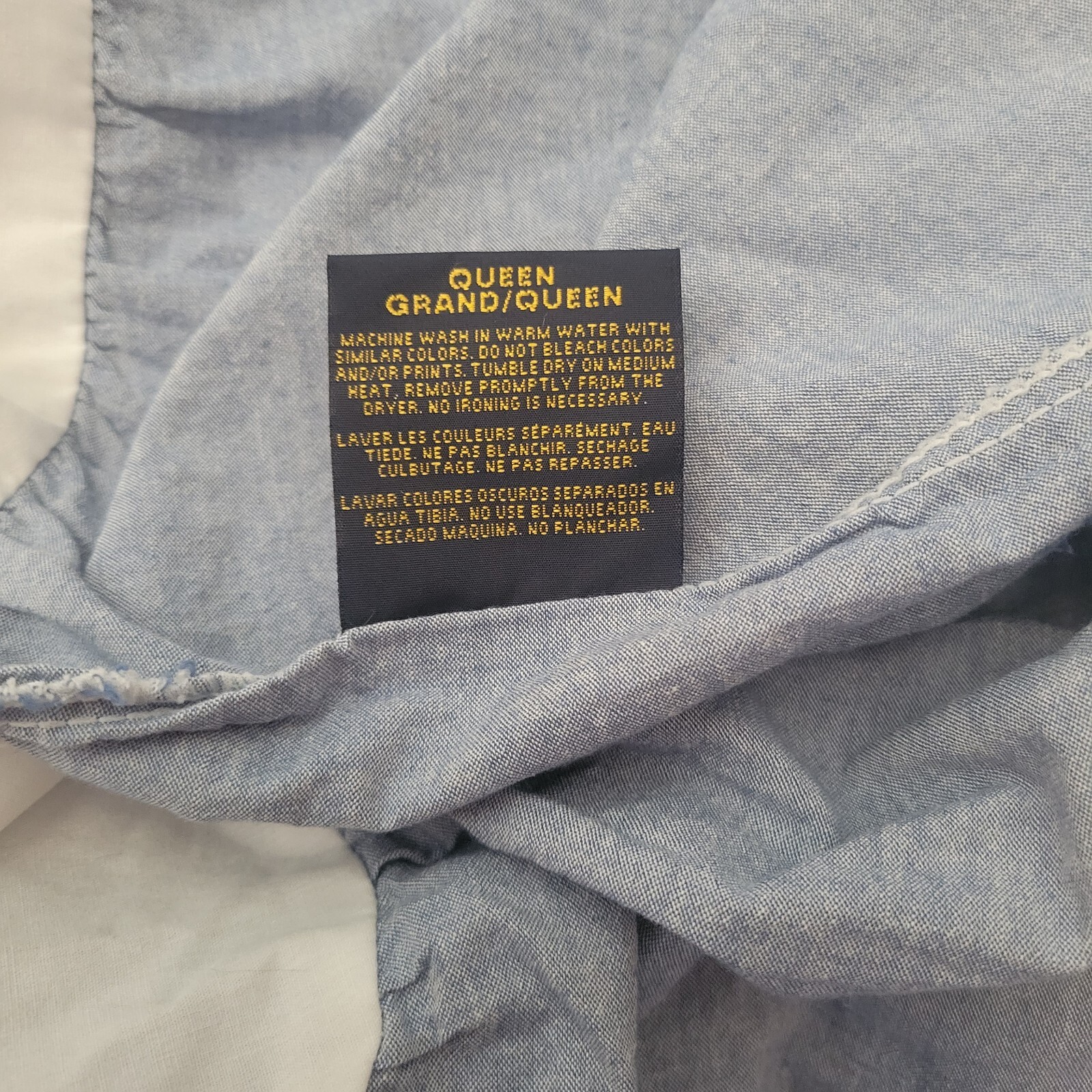 RALPH LAUREN CHAMBRAY DENIM BLUE BEDSKIRT QUEEN VGUC GRACIE 15.5" DROP eBay