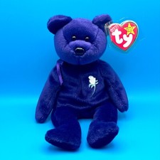 TY Beanie Baby - PRINCESS the Purple Bear PE - Made in Indonesia Version RARE 