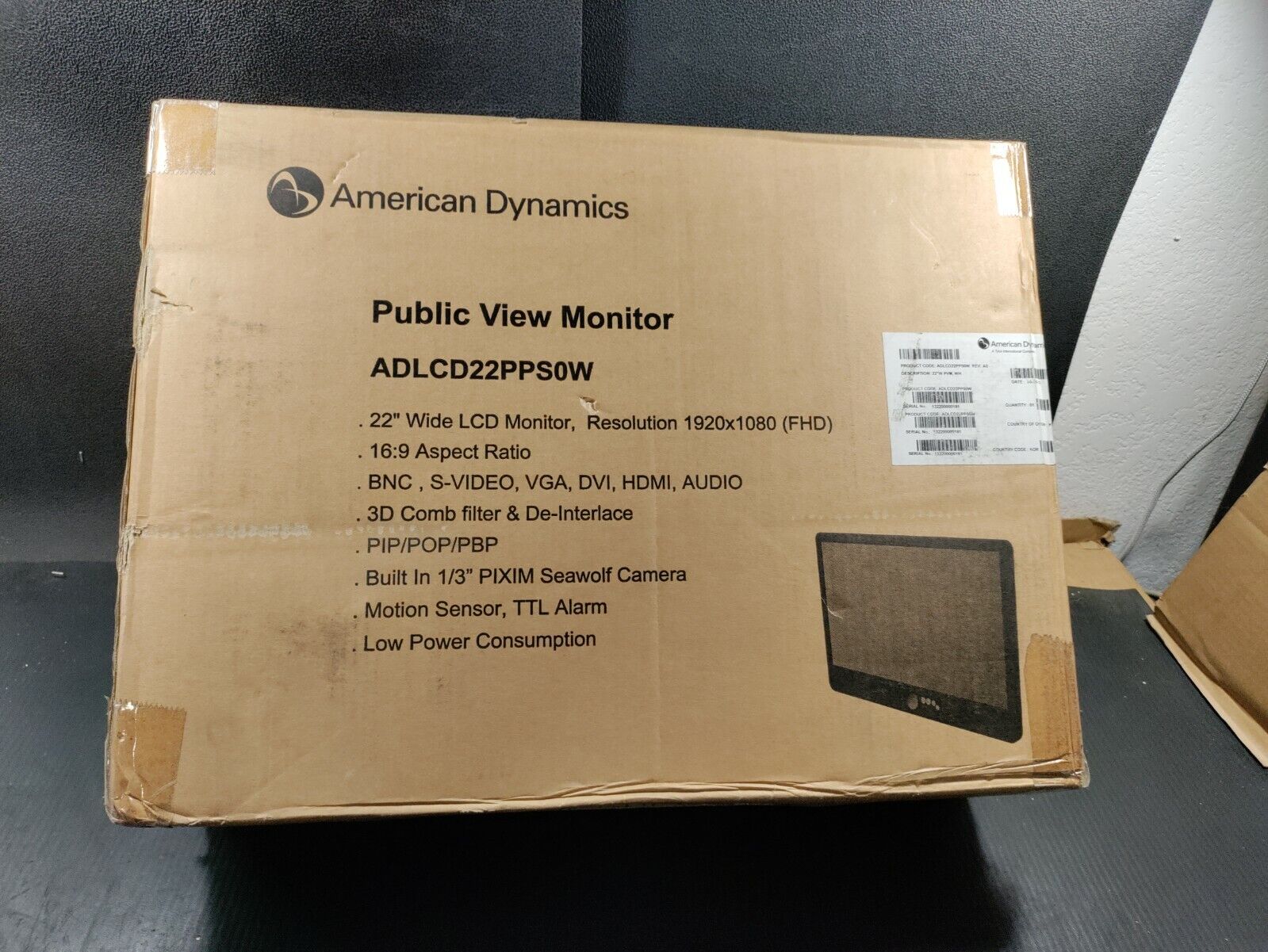American Dynamics ADLCD22PPS0W 22" White LCD Monitor 1920 x 1080 Resolution 